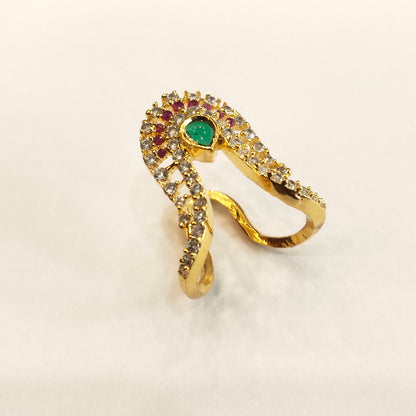 Asp Multi-Colored CZ Gold-Plated Vanki Finger Ring