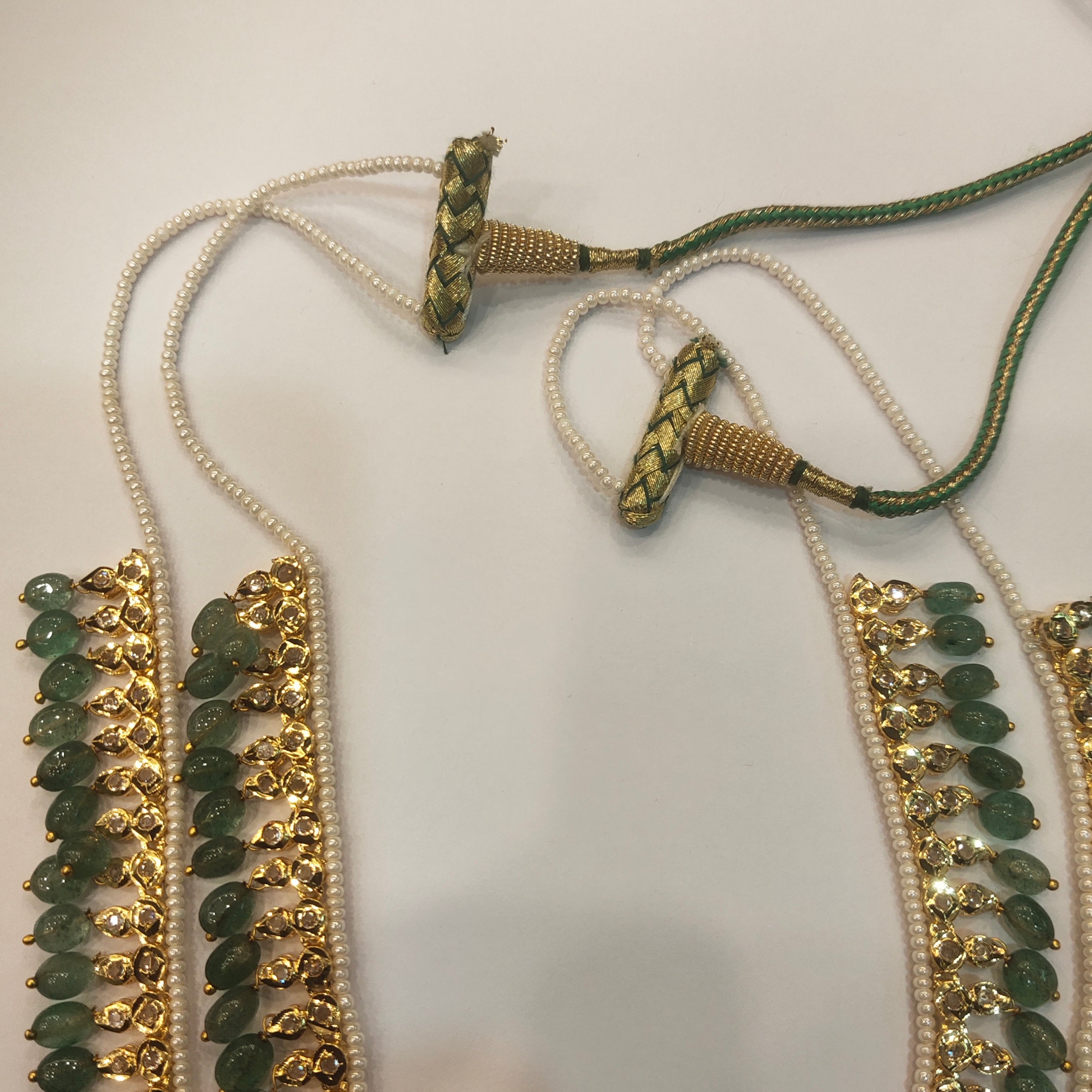 Polki Necklace Set - Two Layer Emerald Design | Asp Fashion Jewellery