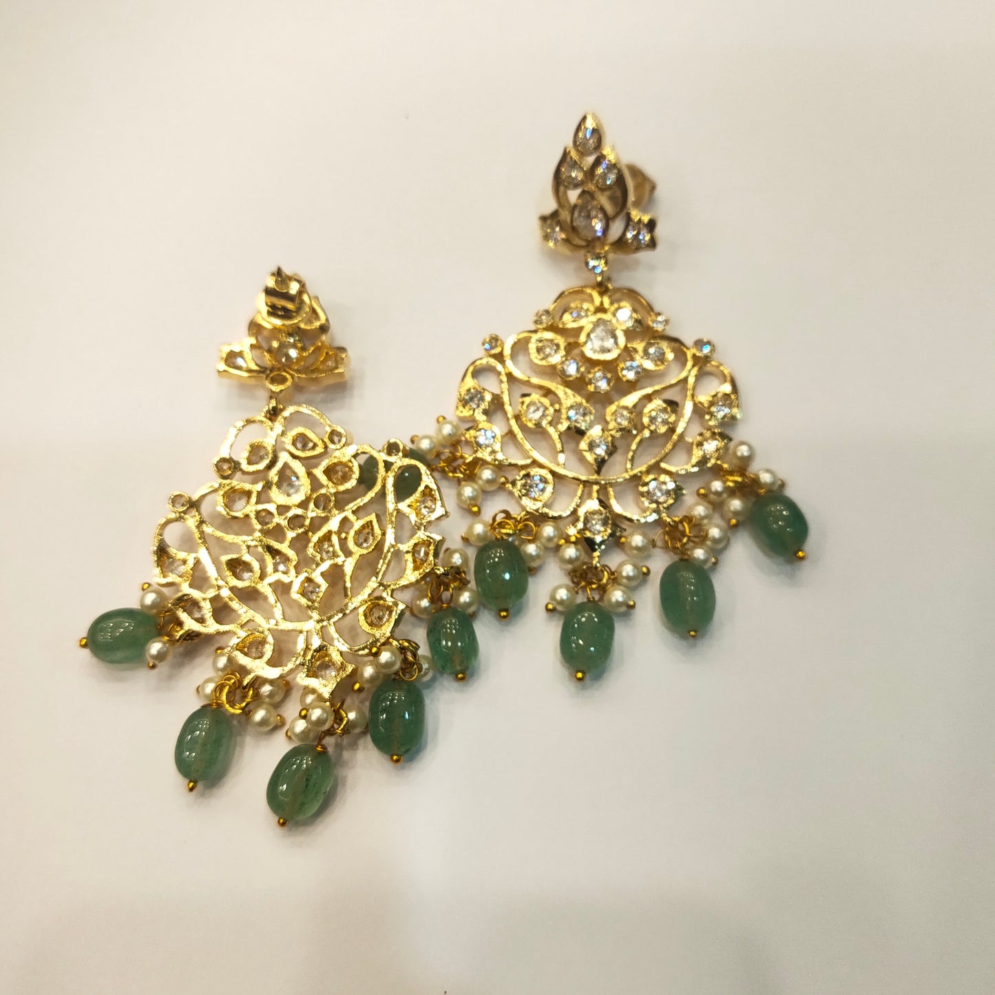 Asp CZ Gold Plated Screw Back Chandbali Earrings