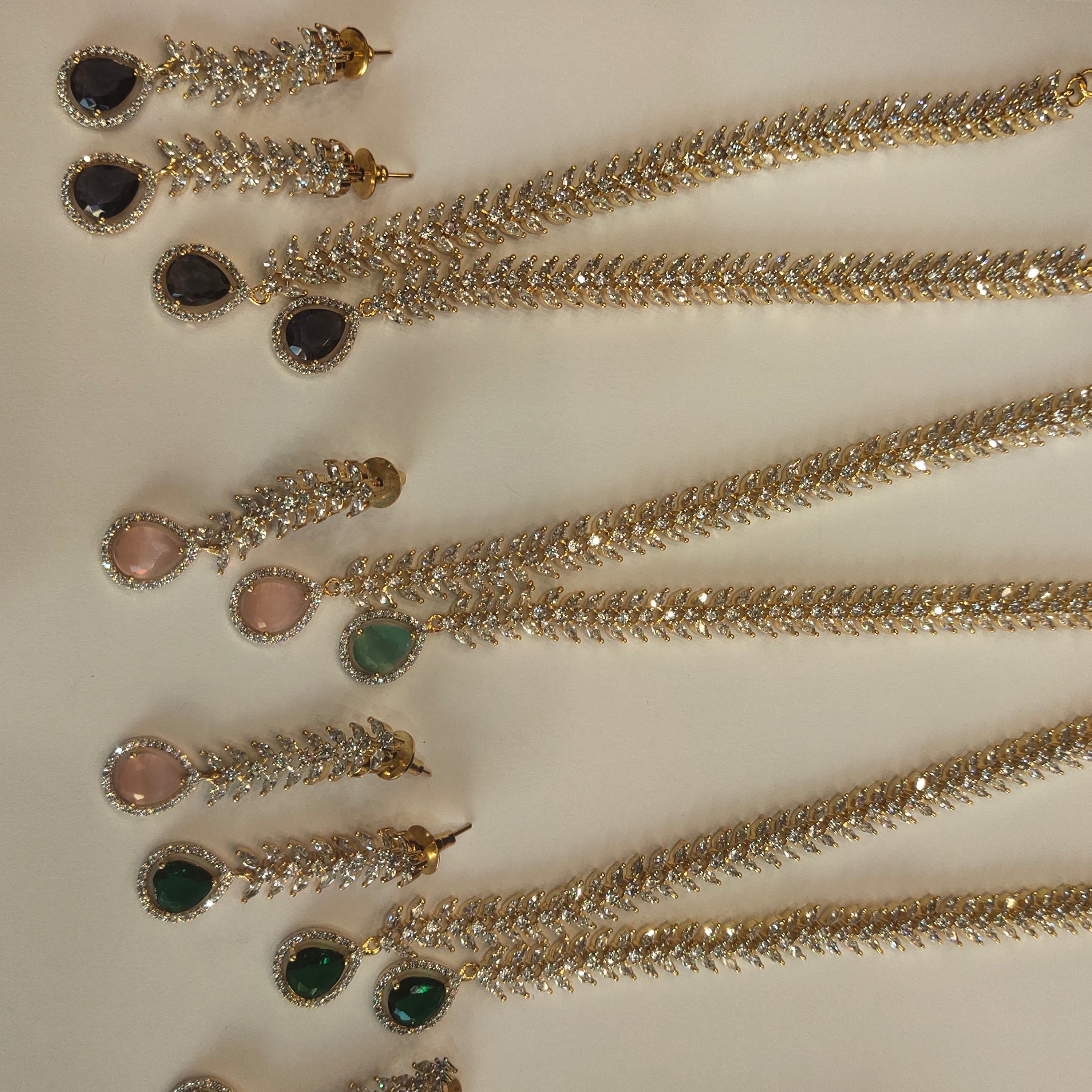 Asp Rhodium-Gold CZ Necklace Set