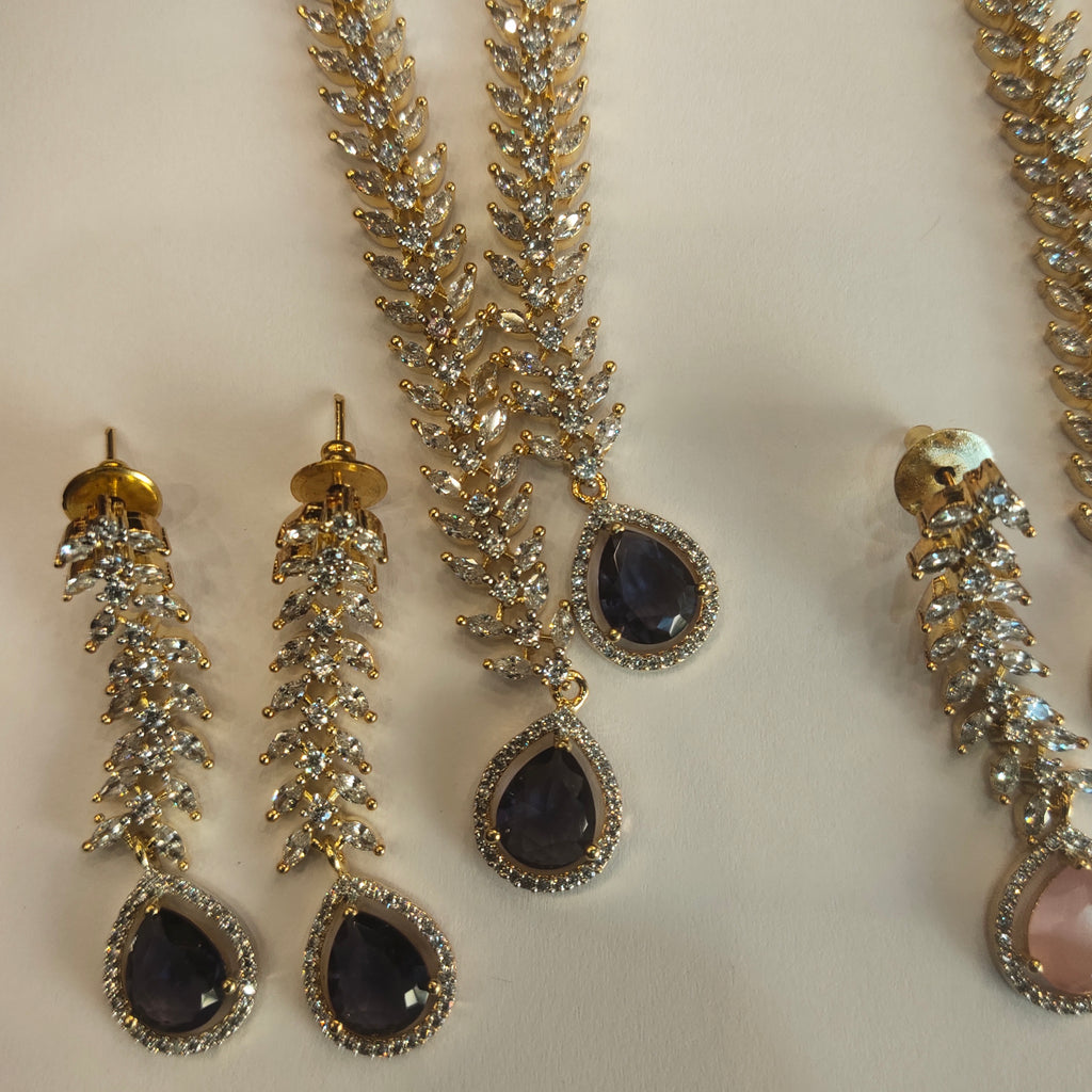 Asp Rhodium-Gold CZ Necklace Set