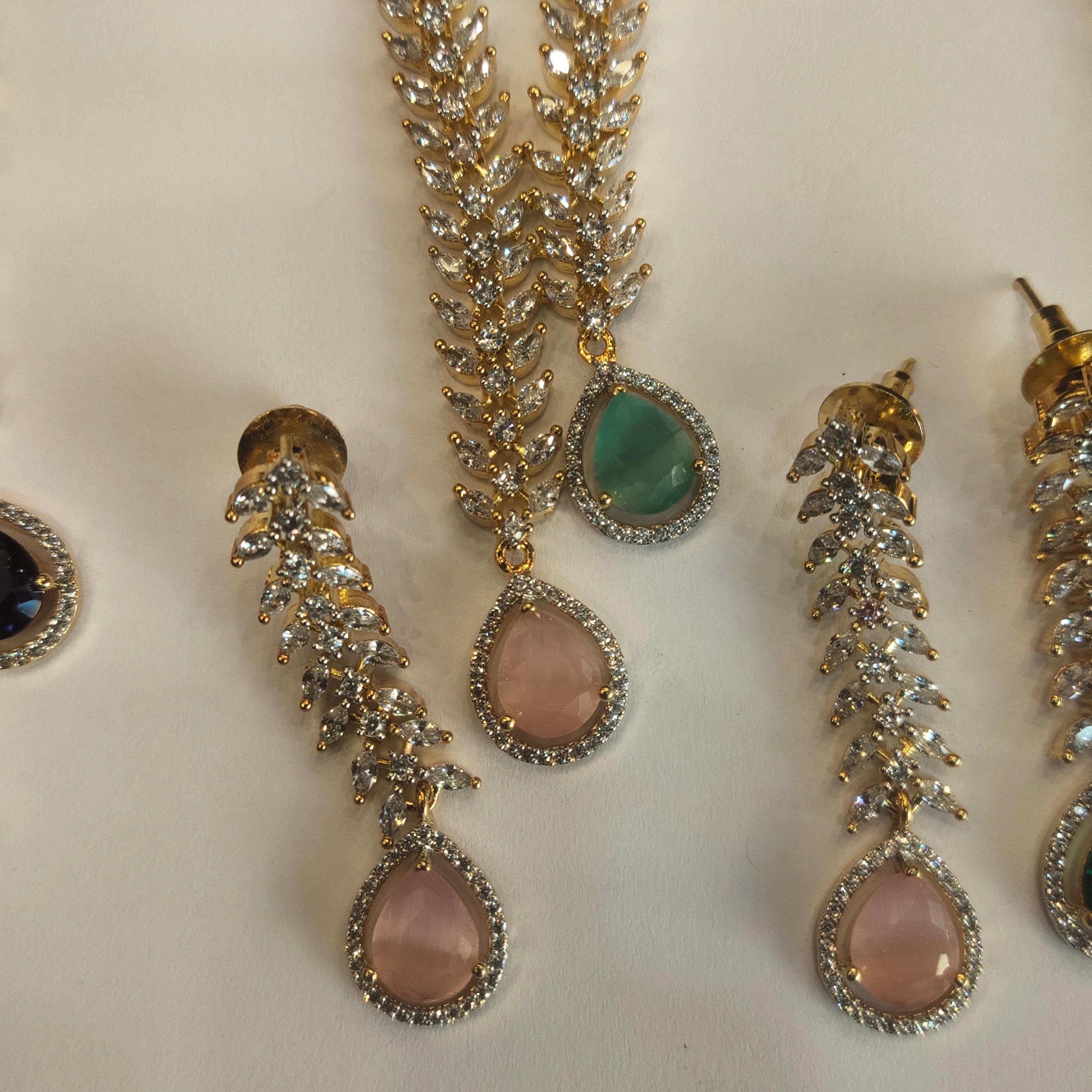 Asp Rhodium-Gold CZ Necklace Set