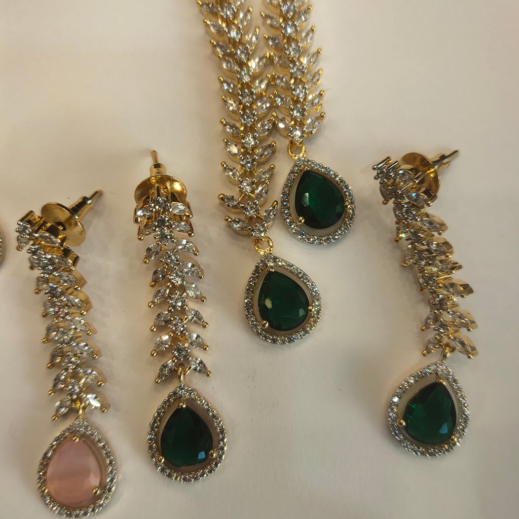 Asp Rhodium-Gold CZ Necklace Set