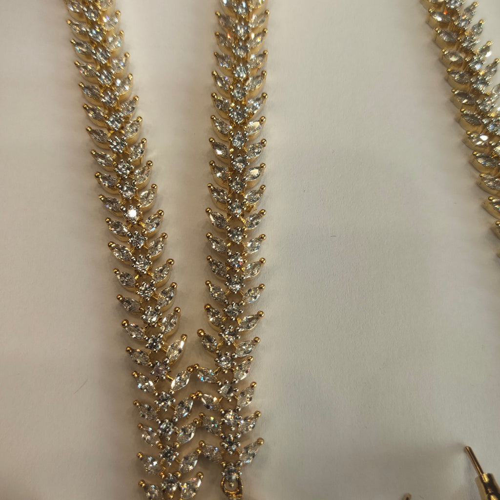 Asp Rhodium-Gold CZ Necklace Set