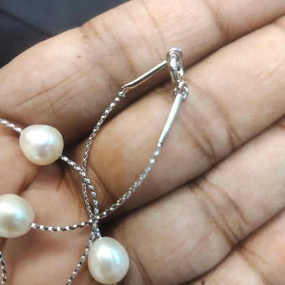 Asp Real Pearls White Alloy Chain Necklace