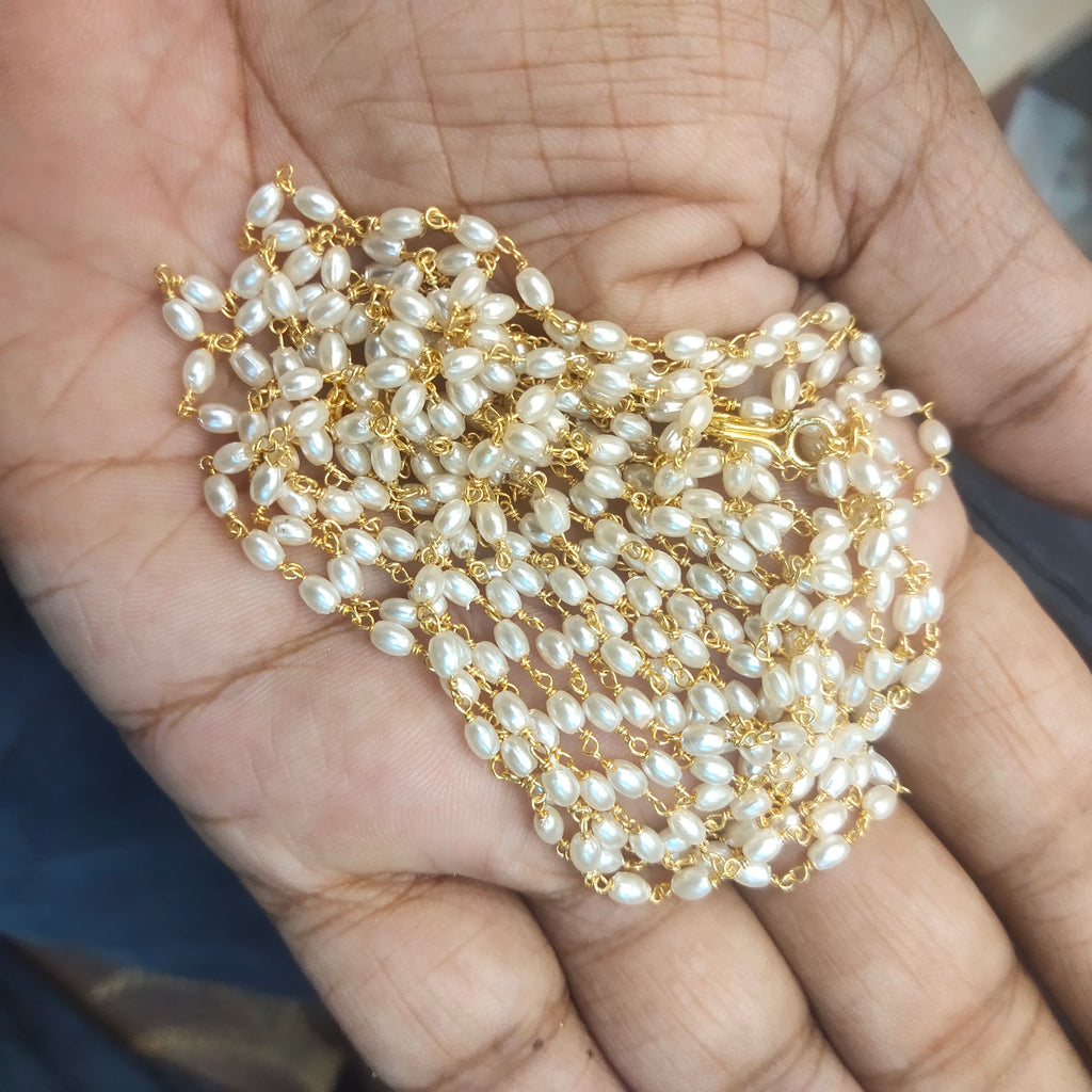 Rice Pearl Five Layer Necklace - 24K Gold Plated Jewelry