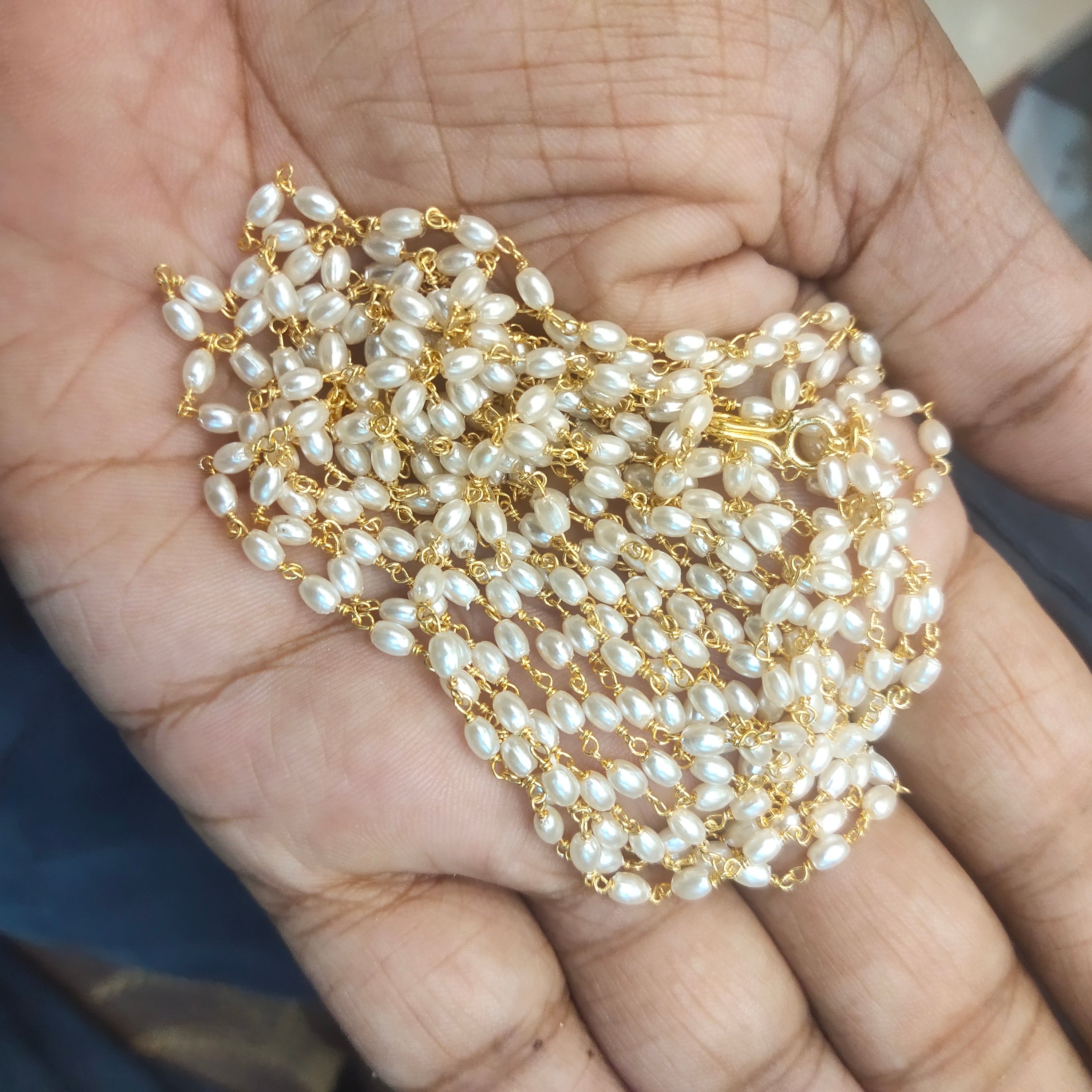 Rice Pearl Five Layer Necklace - 24K Gold Plated Jewelry