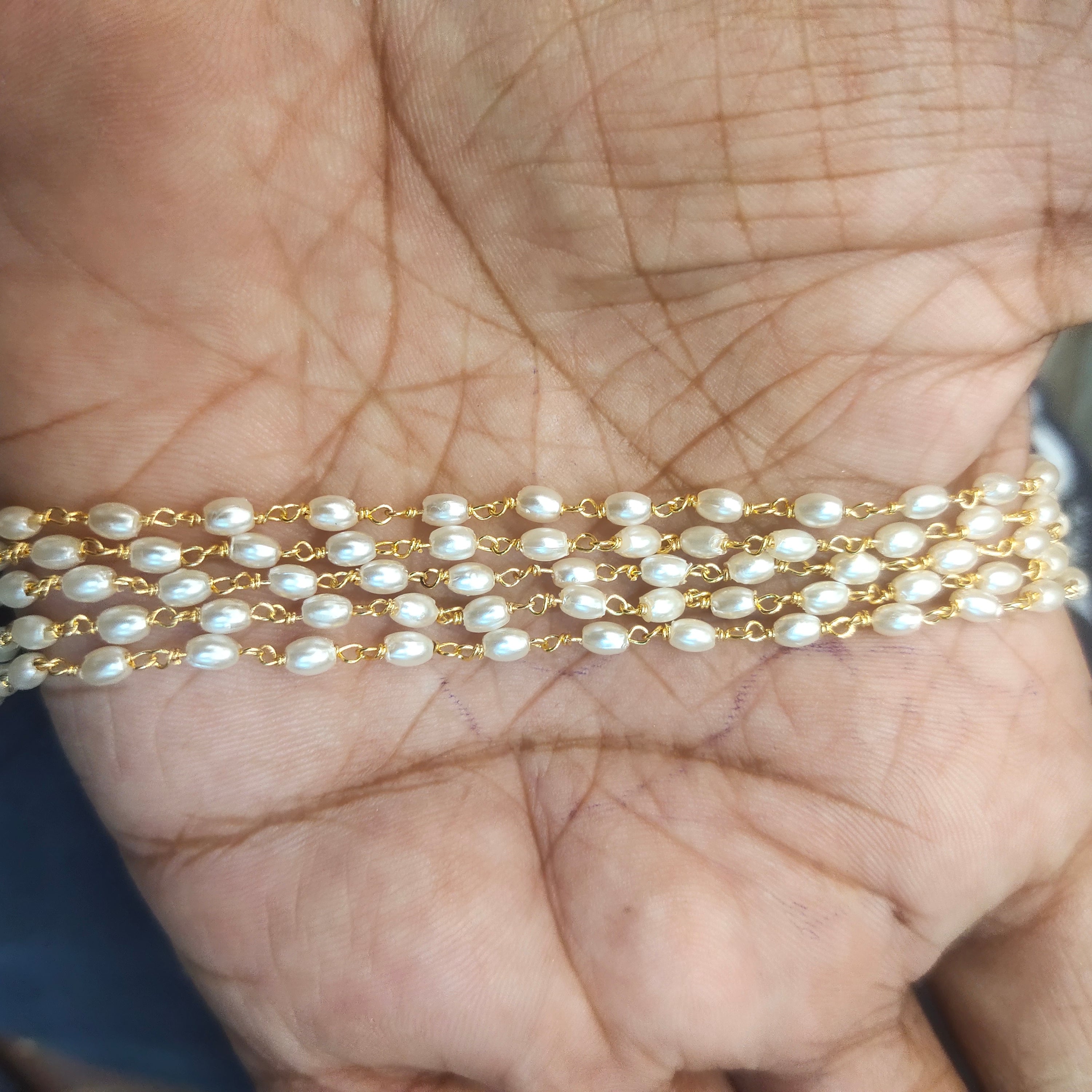 Rice Pearl Five Layer Necklace - 24K Gold Plated Jewelry