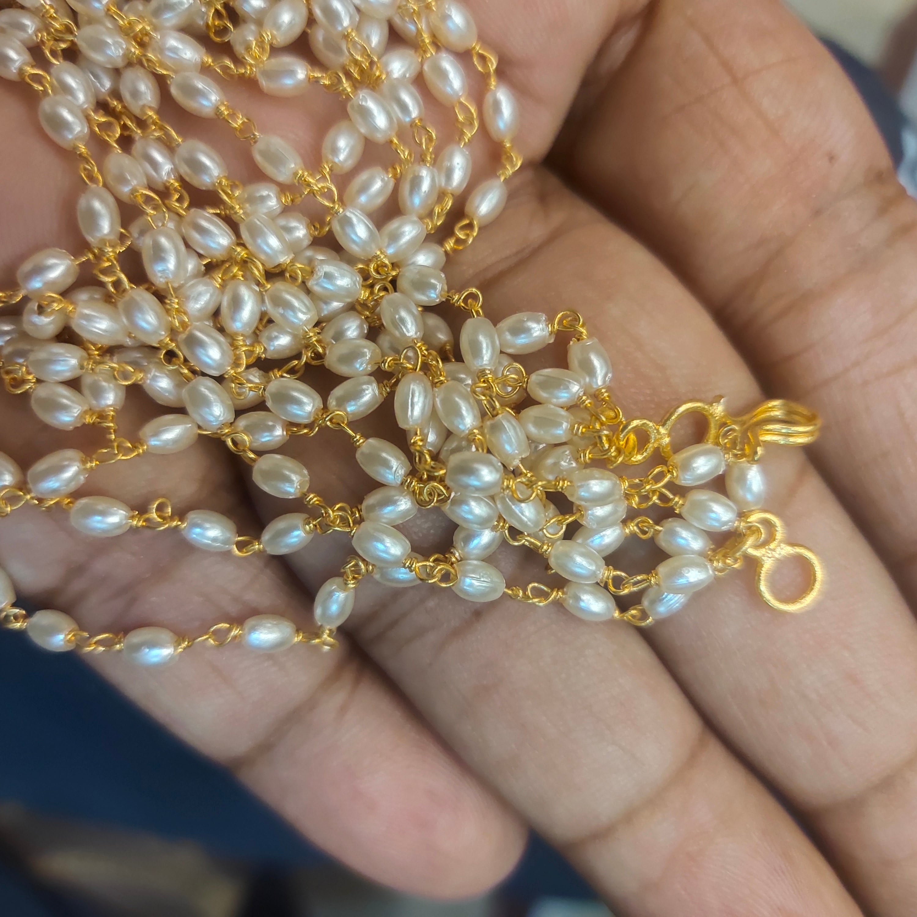 Rice Pearl Five Layer Necklace - 24K Gold Plated Jewelry