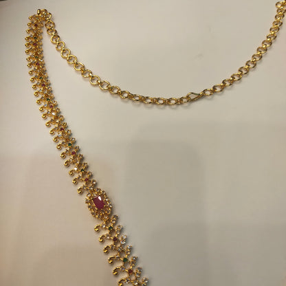 Asp Cz Gold Plated Long Necklace Set