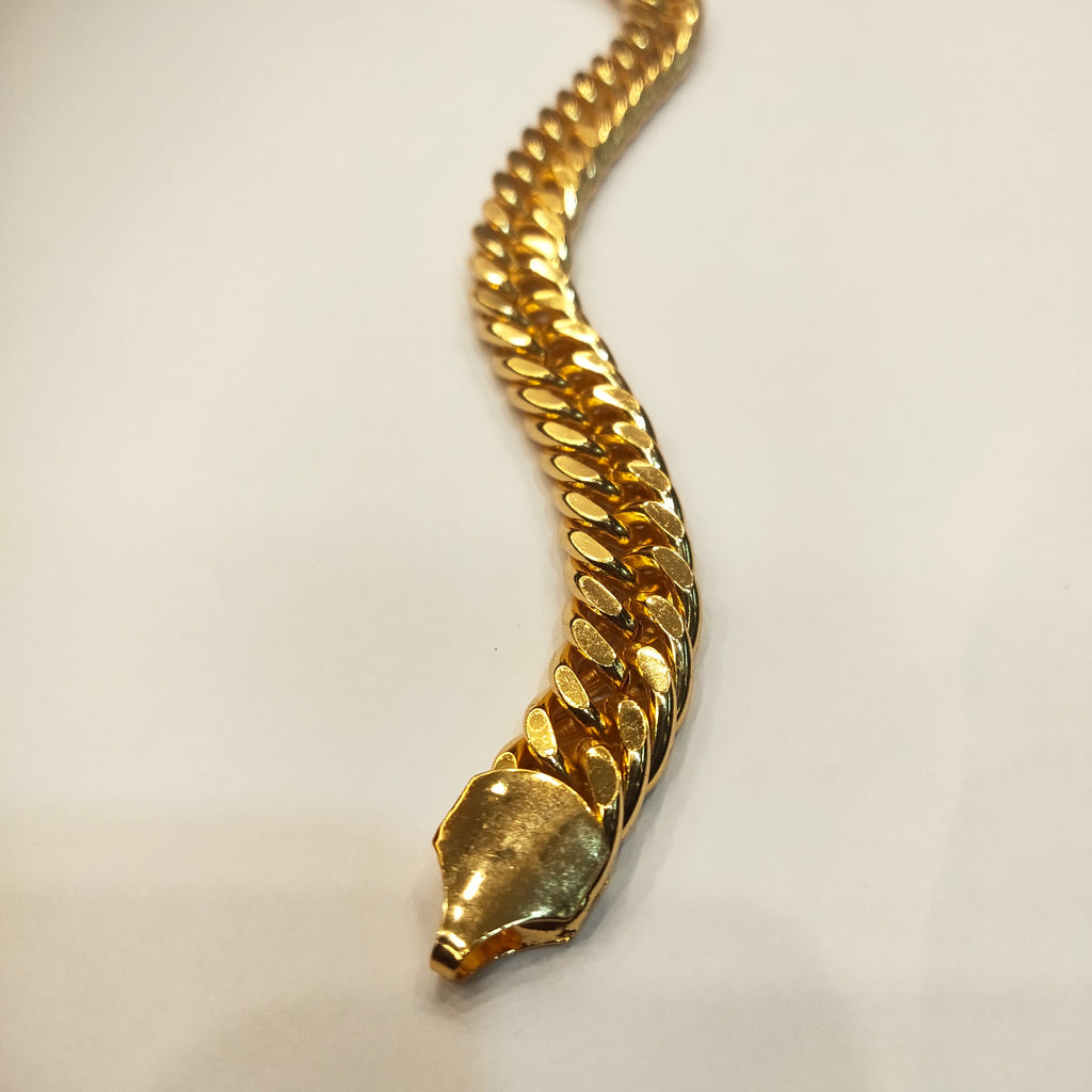 "Gilded Glory: The Asp 24K Gold-Plated Cuban Men's Bracelet"