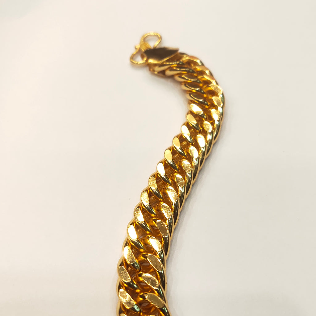 "Gilded Glory: The Asp 24K Gold-Plated Cuban Men's Bracelet"