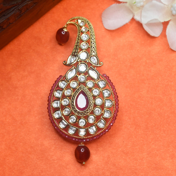 Stunning Asp Mayur Peacock Kundan Kalangi for Groom - 24K Gold Plated Wedding Accessory