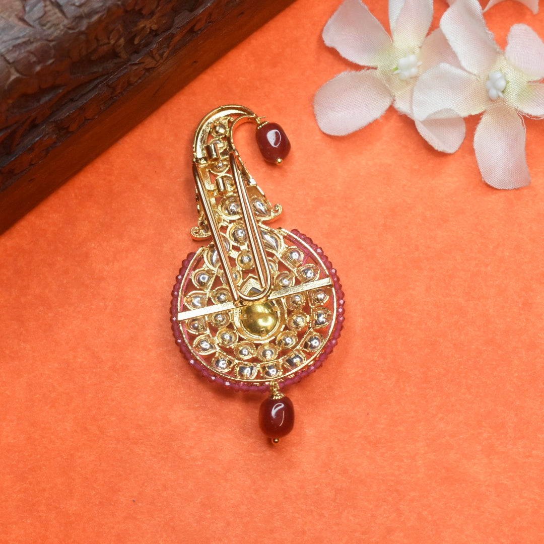 Stunning Asp Mayur Peacock Kundan Kalangi for Groom - 24K Gold Plated Wedding Accessory