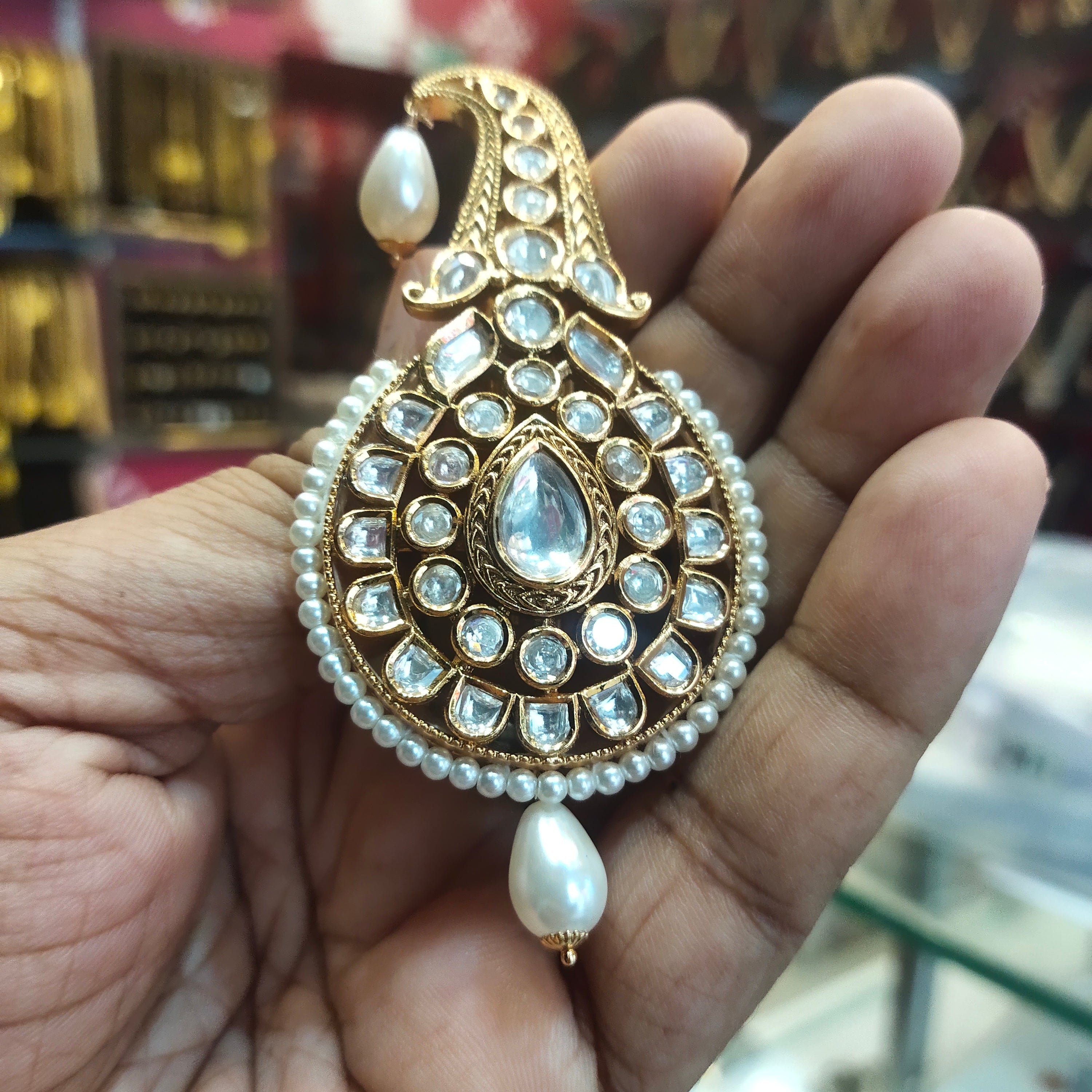 Stunning Asp Mayur Peacock Kundan Kalangi for Groom - 24K Gold Plated Wedding Accessory