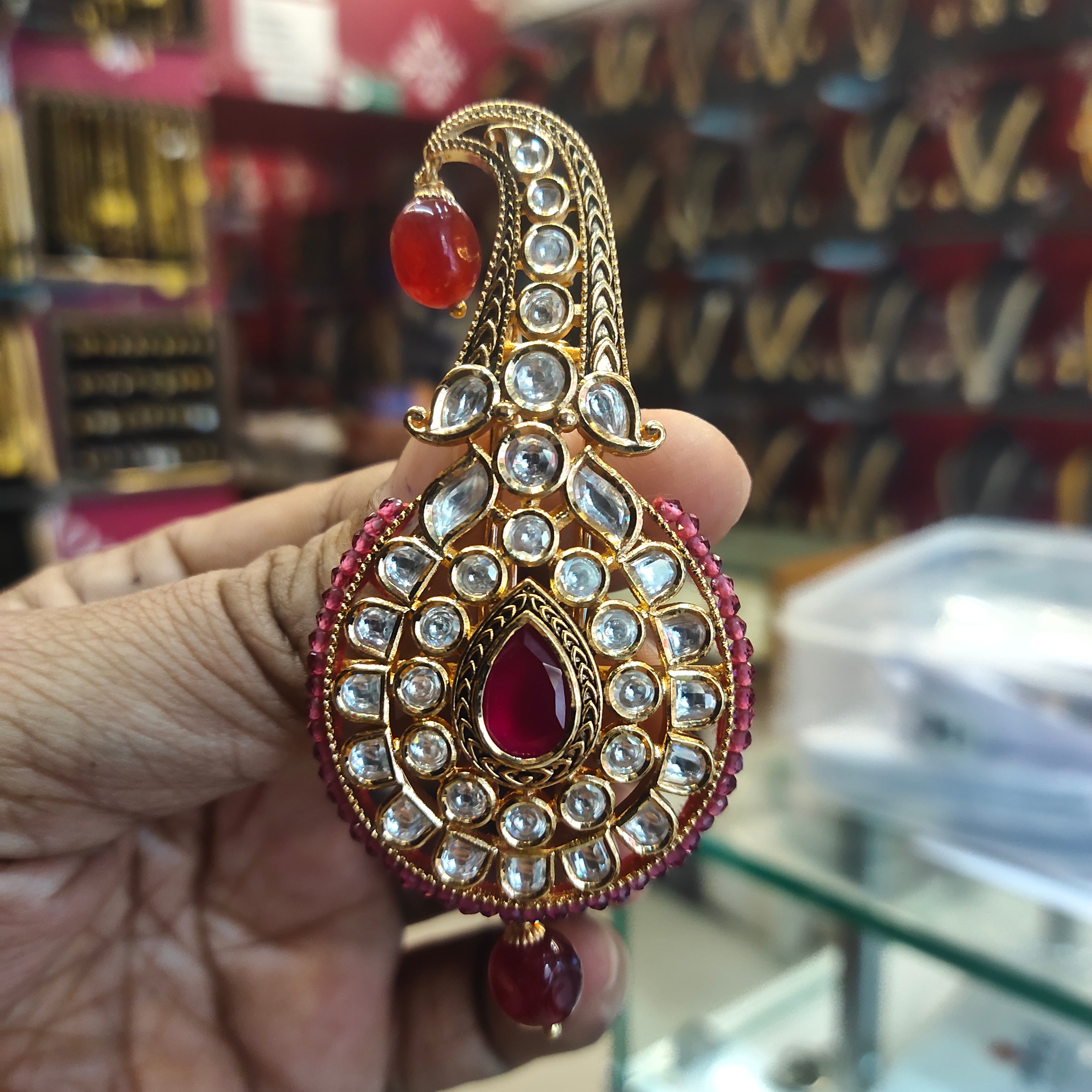 Stunning Asp Mayur Peacock Kundan Kalangi for Groom - 24K Gold Plated Wedding Accessory