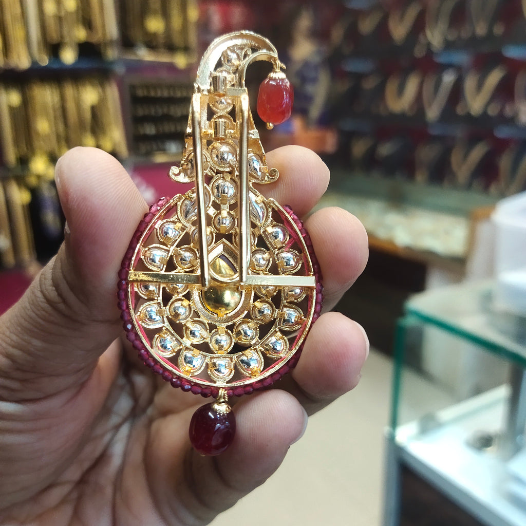 Stunning Asp Mayur Peacock Kundan Kalangi for Groom - 24K Gold Plated Wedding Accessory