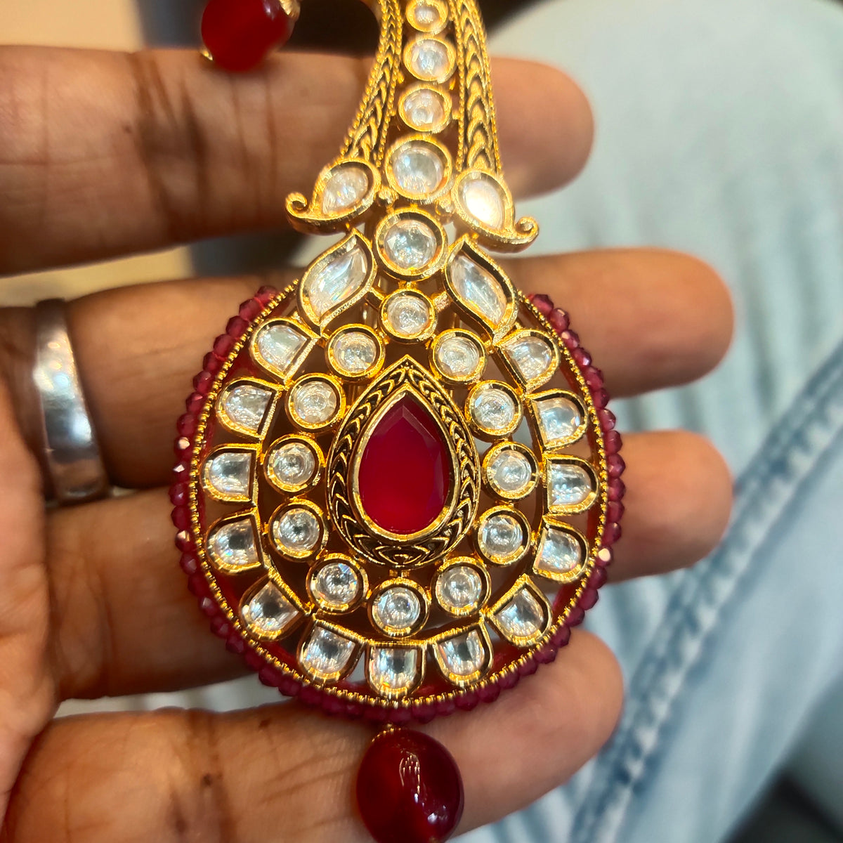 Stunning Asp Mayur Peacock Kundan Kalangi for Groom - 24K Gold Plated Wedding Accessory