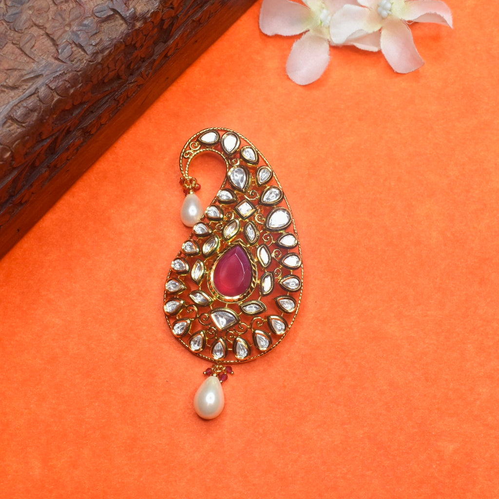 Premium Asp Rajwadi Kundan Kalangi for Groom - 24K Gold Plated Wedding Turban Accessory