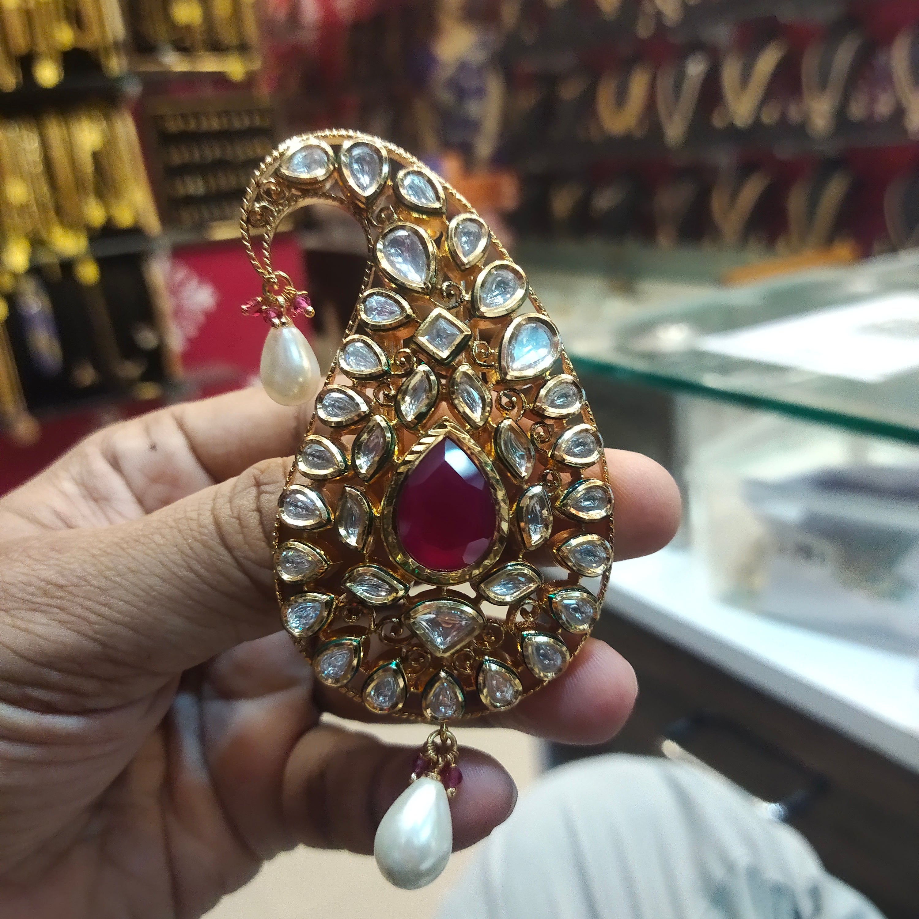 Premium Asp Rajwadi Kundan Kalangi for Groom - 24K Gold Plated Wedding Turban Accessory