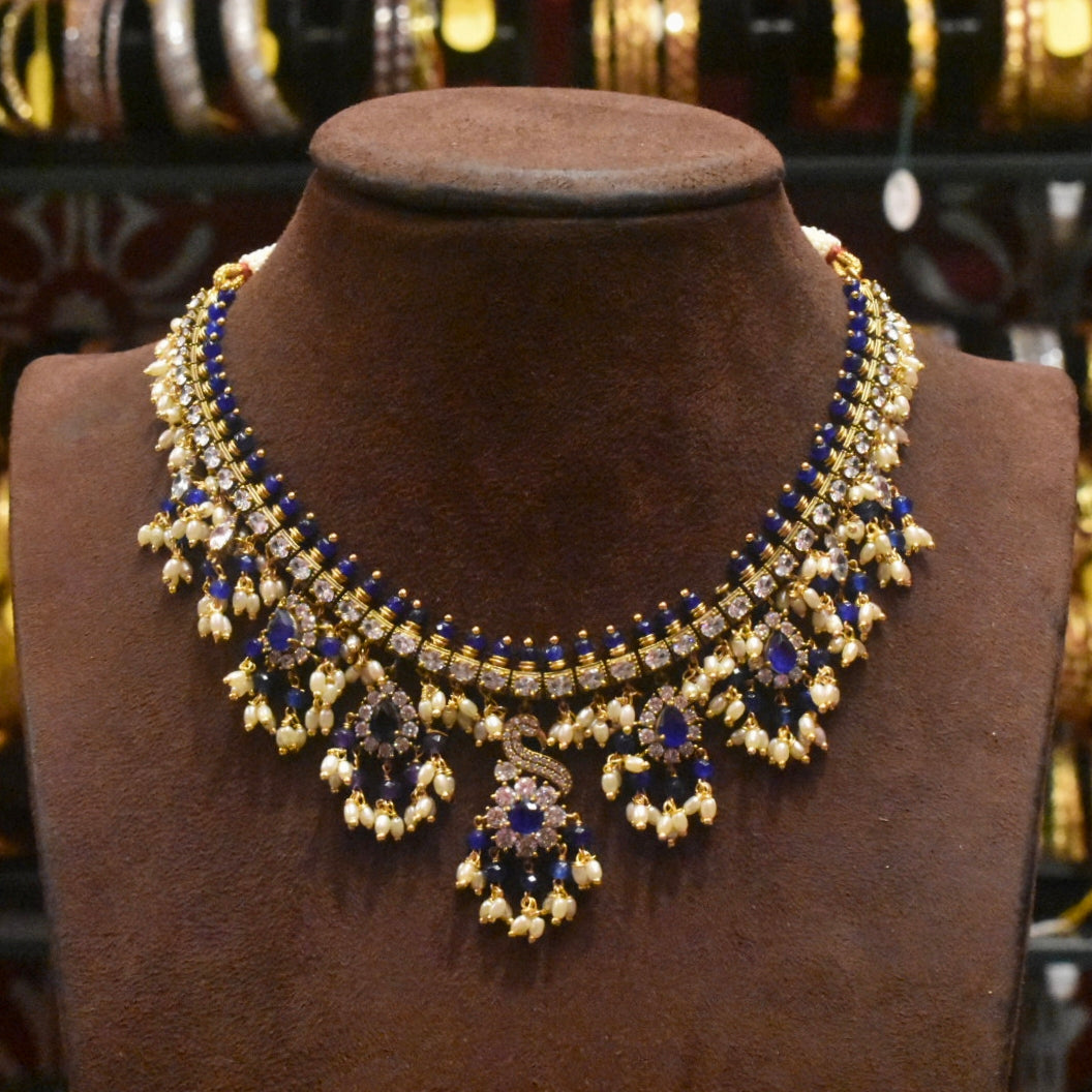 Asp Blue Victorian Zircon Guttapussalu Necklace Set
