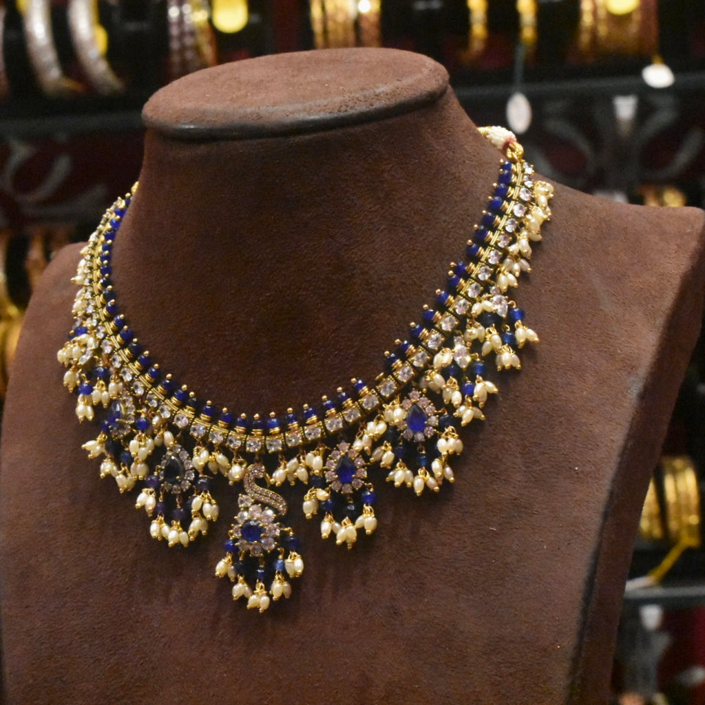Asp Blue Victorian Zircon Guttapussalu Necklace Set