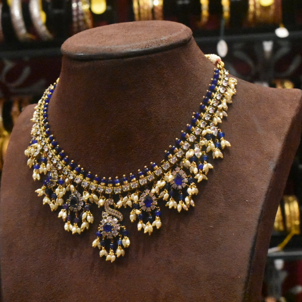 Asp Blue Victorian Zircon Guttapussalu Necklace Set