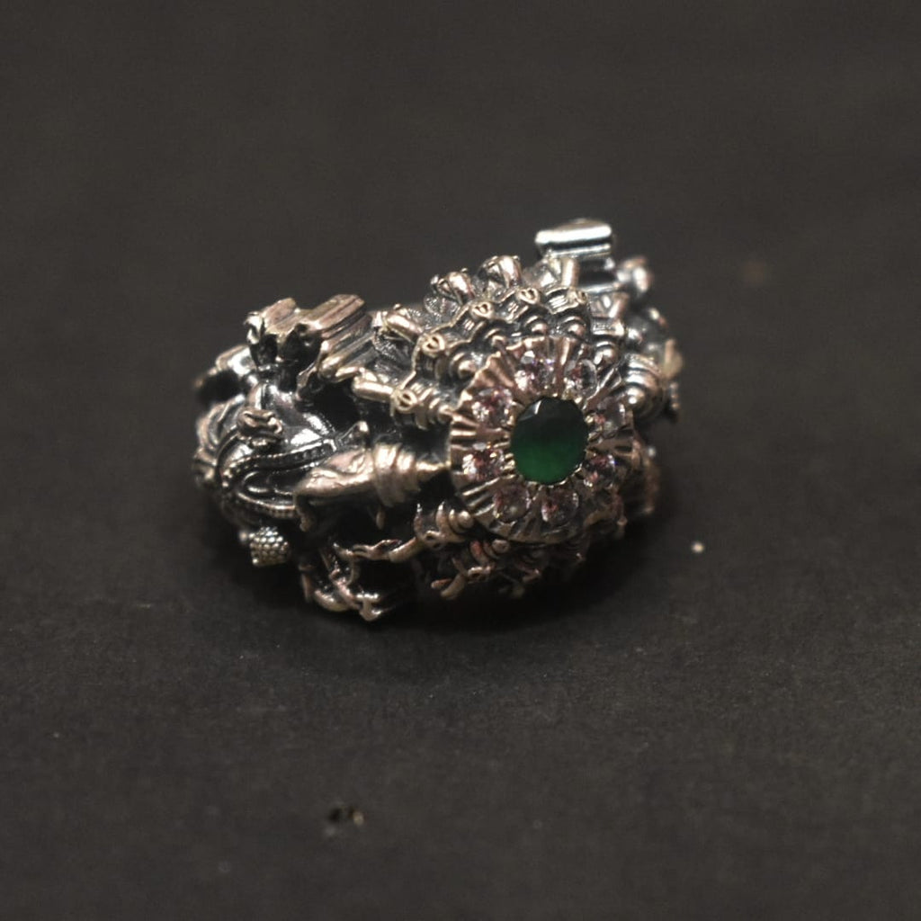 Gleaming Grace: The Stunning 92.5 Silver Ganpati Ring