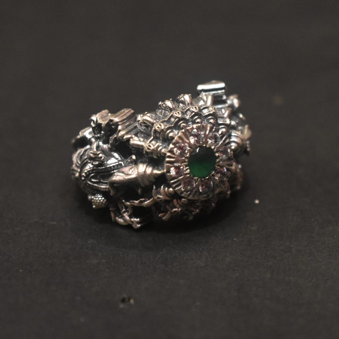 Gleaming Grace: The Stunning 92.5 Silver Ganpati Ring