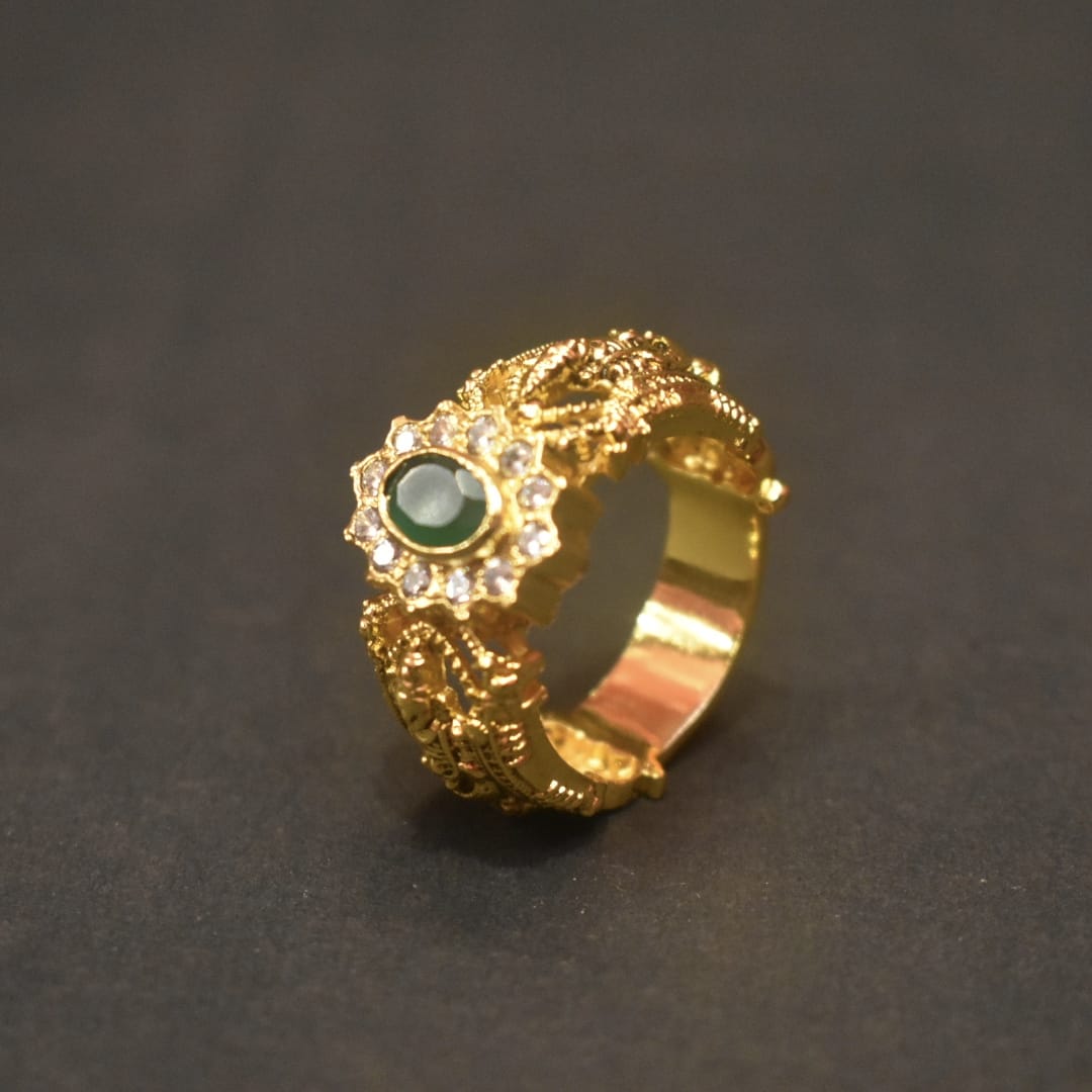 92.5 Silver Gold-Plated Tirupati Balaji Ring