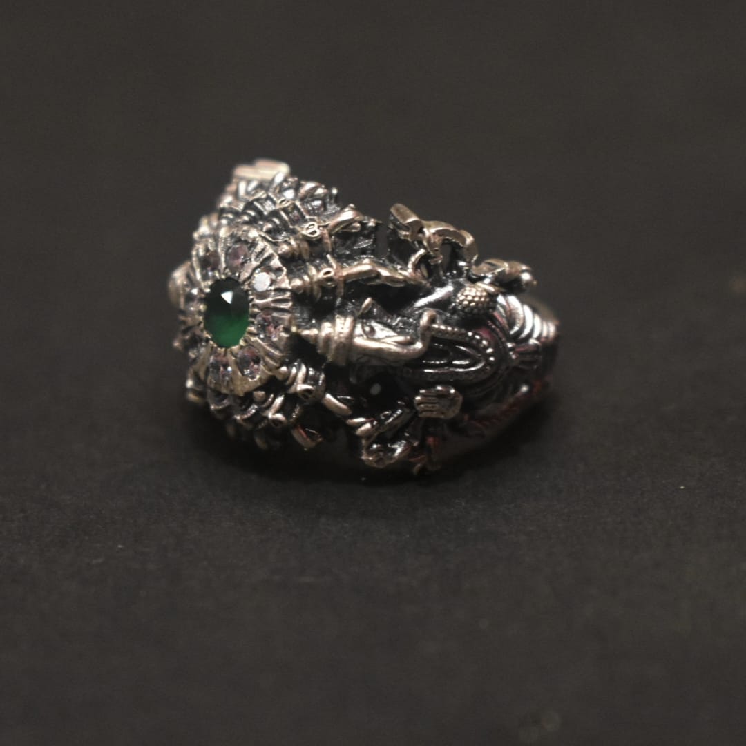 Gleaming Grace: The Stunning 92.5 Silver Ganpati Ring