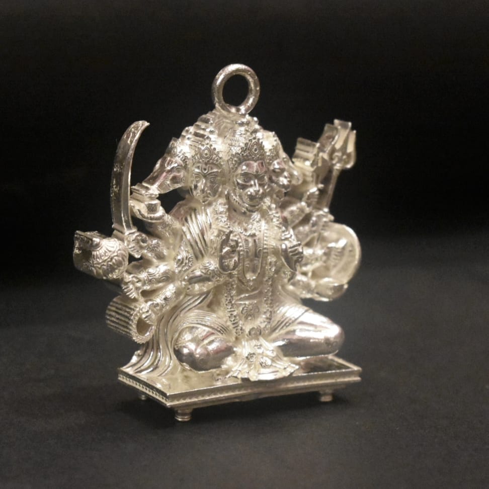 Pure Silver Panchmukhi Hanuman Idol - Five Face Lord Hanuman Statue