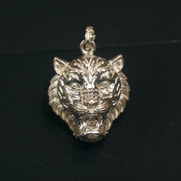 Pure Silver Lion Pendant - Handcrafted 925 Sterling Silver