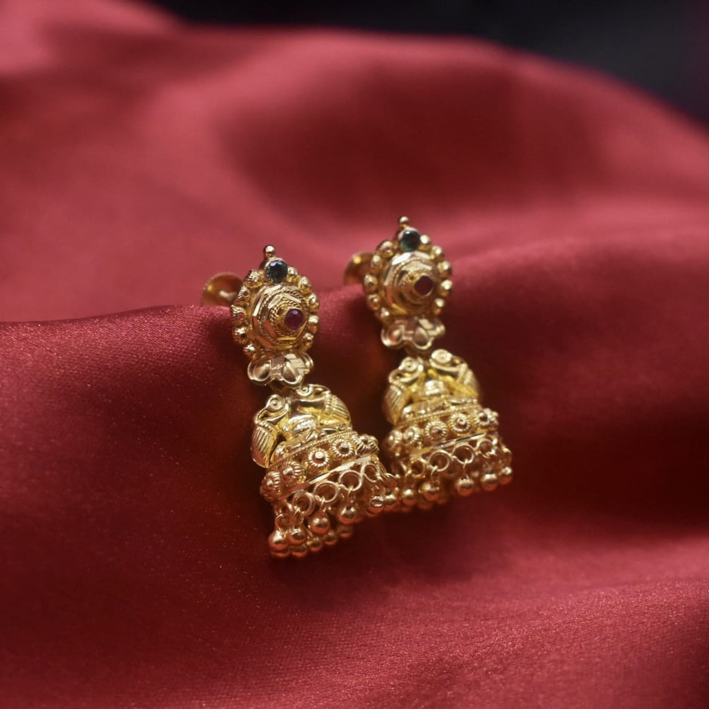 22kt Gold Jhumka Earrings - Handmade