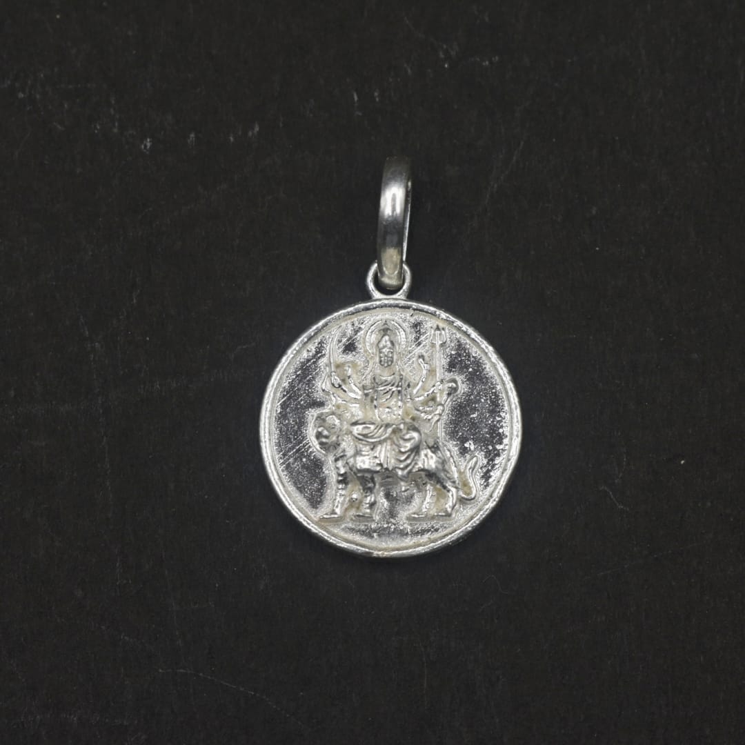 Pure Silver Durga Mata Locket with Durga Bisa Yantra