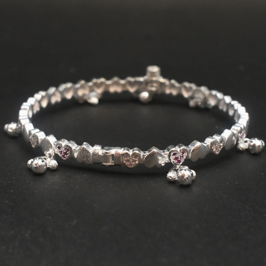 Silver Kada Payal - 800 Purity with Screw System
