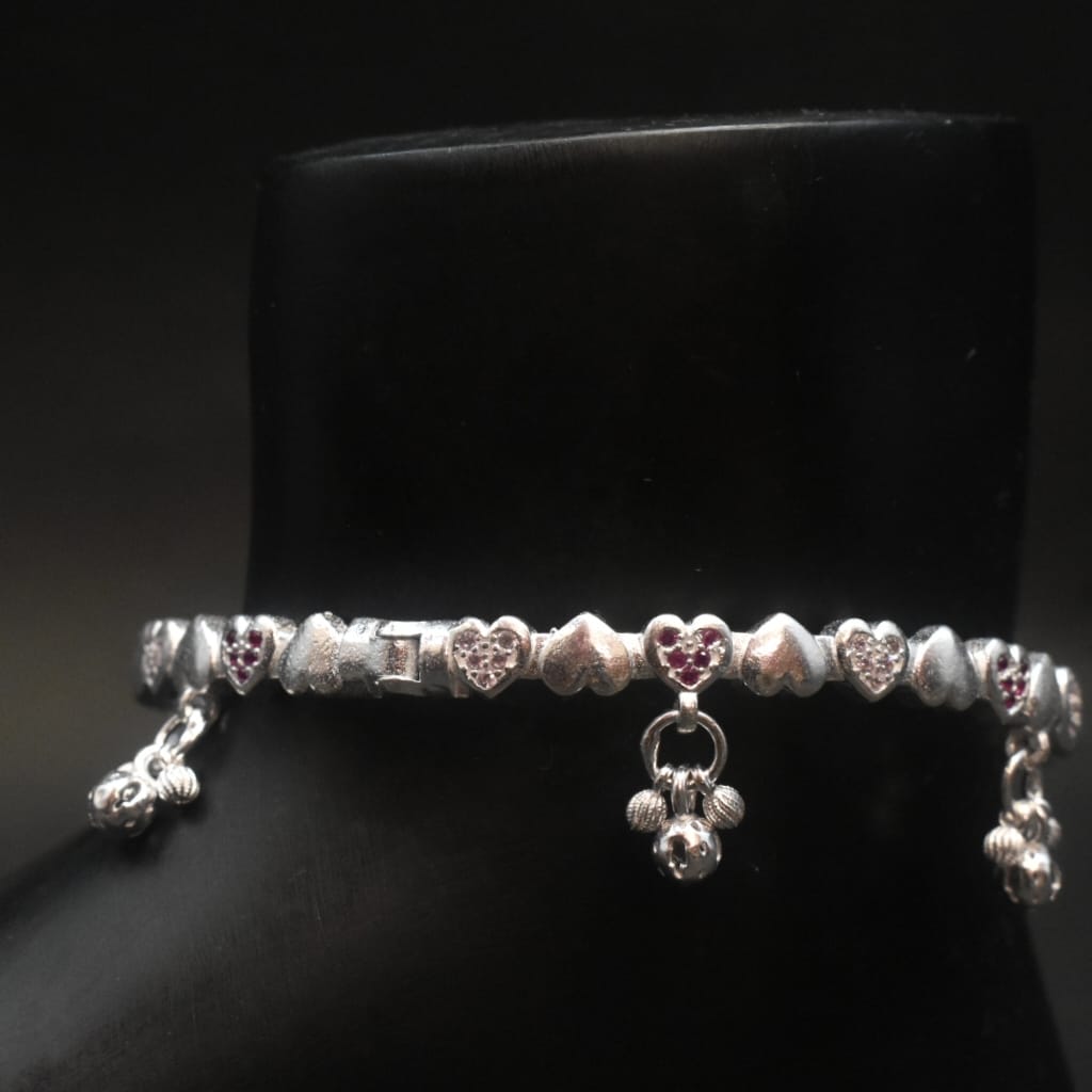 Silver Kada Payal - 800 Purity with Screw System