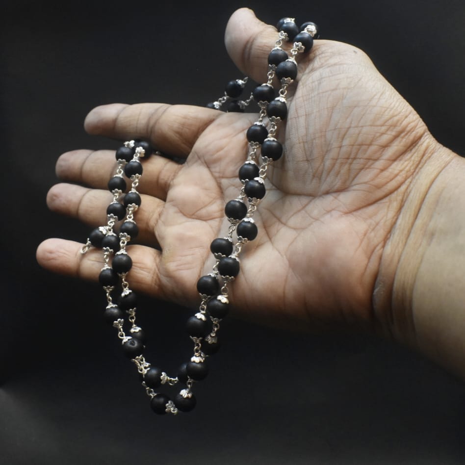 Karungali Mala with 92.5 Silver Caps - 54 Beads Original Certified for Men