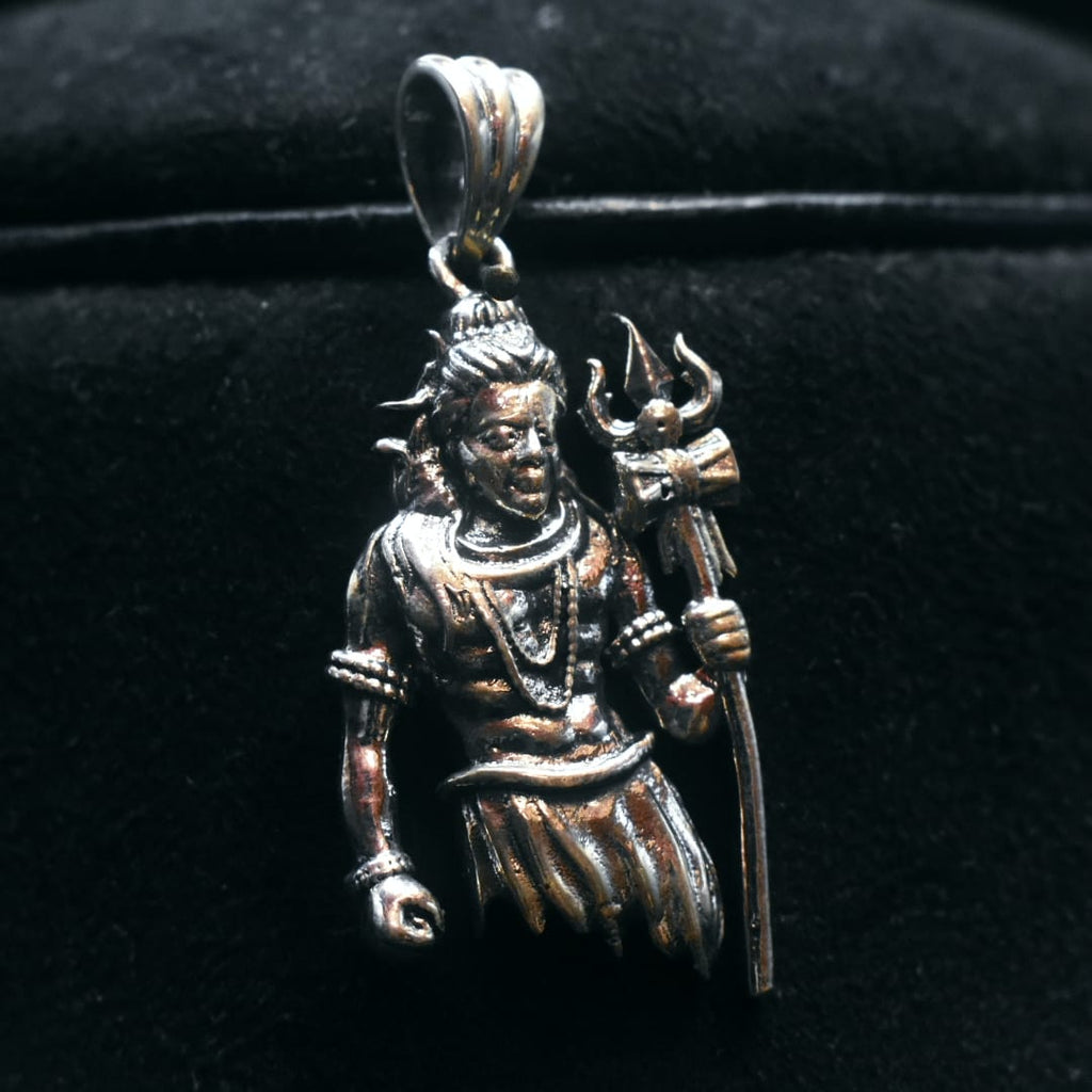 92.5% Oxidized Silver Lord Shiva Locket | Traditional Temple Pendant