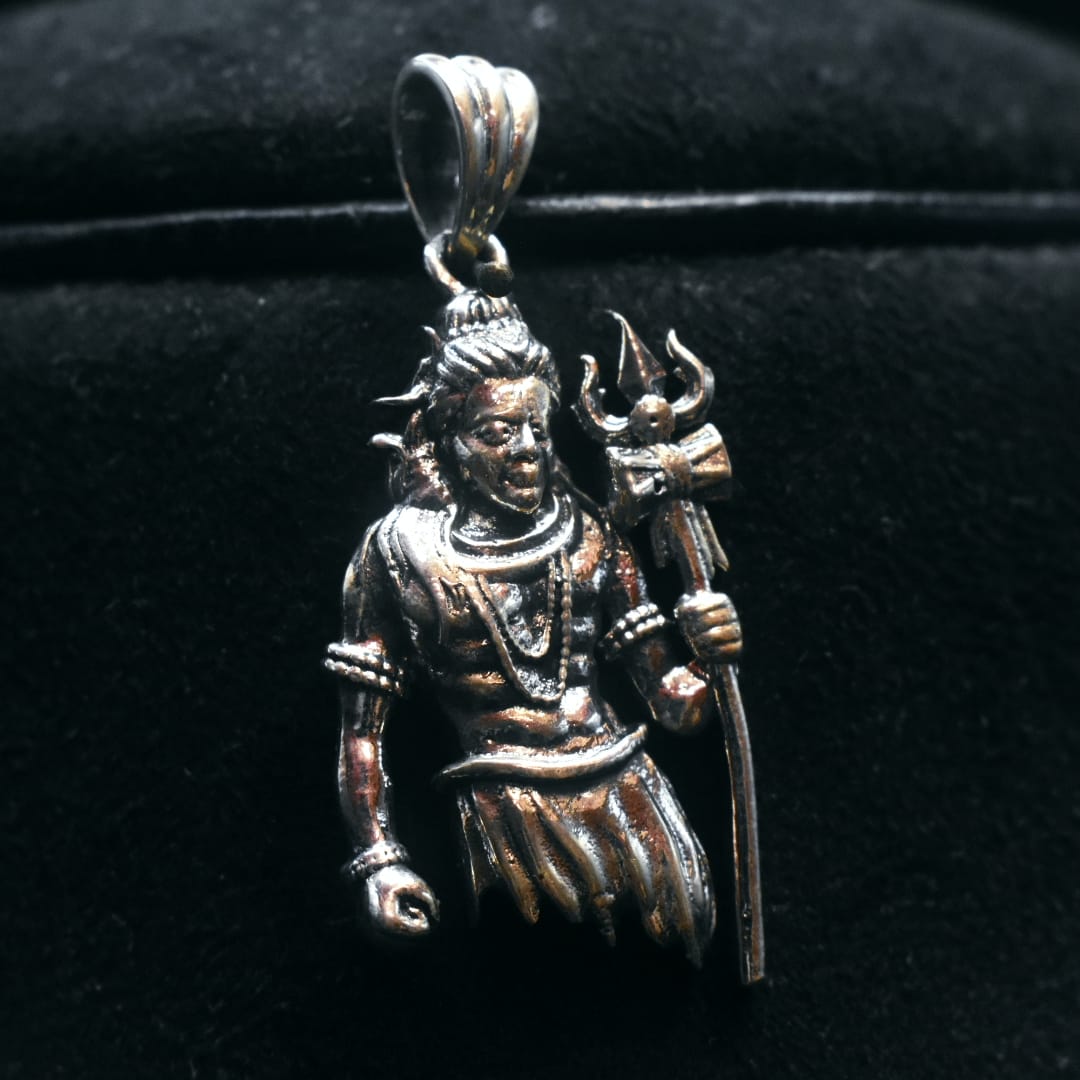 92.5% Oxidized Silver Lord Shiva Locket | Traditional Temple Pendant