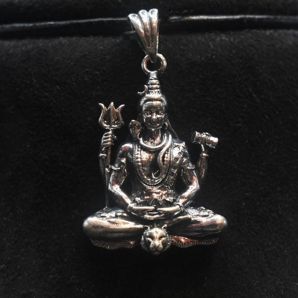 Sterling Silver Oxidized Mahadev Locket - Lord Shiva Pendant