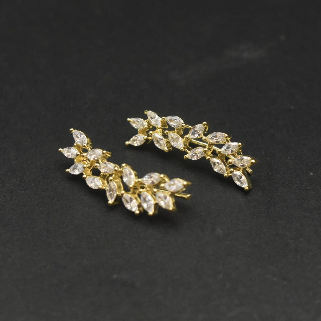 92.5 Silver Gold Plated Ear Climber - Premium Fashion Jewelry