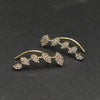 925 Silver Gold Plated Leaf Ear Cuff with CZ Stones