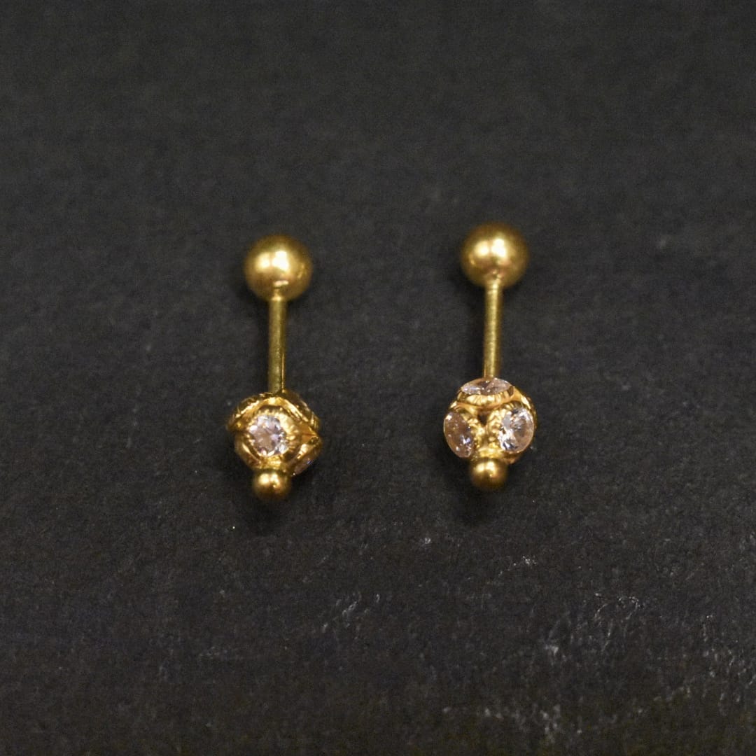 18ct Gold Traditional Bugudi Earrings - BIS Hallmarked