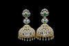 Diamond Jhumka Earrings | Gold Plated with Ruby & Emerald | Bridal Jhumka
