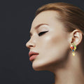 Navratna Mango Studs with Pearls - Traditional Screw Back Earrings