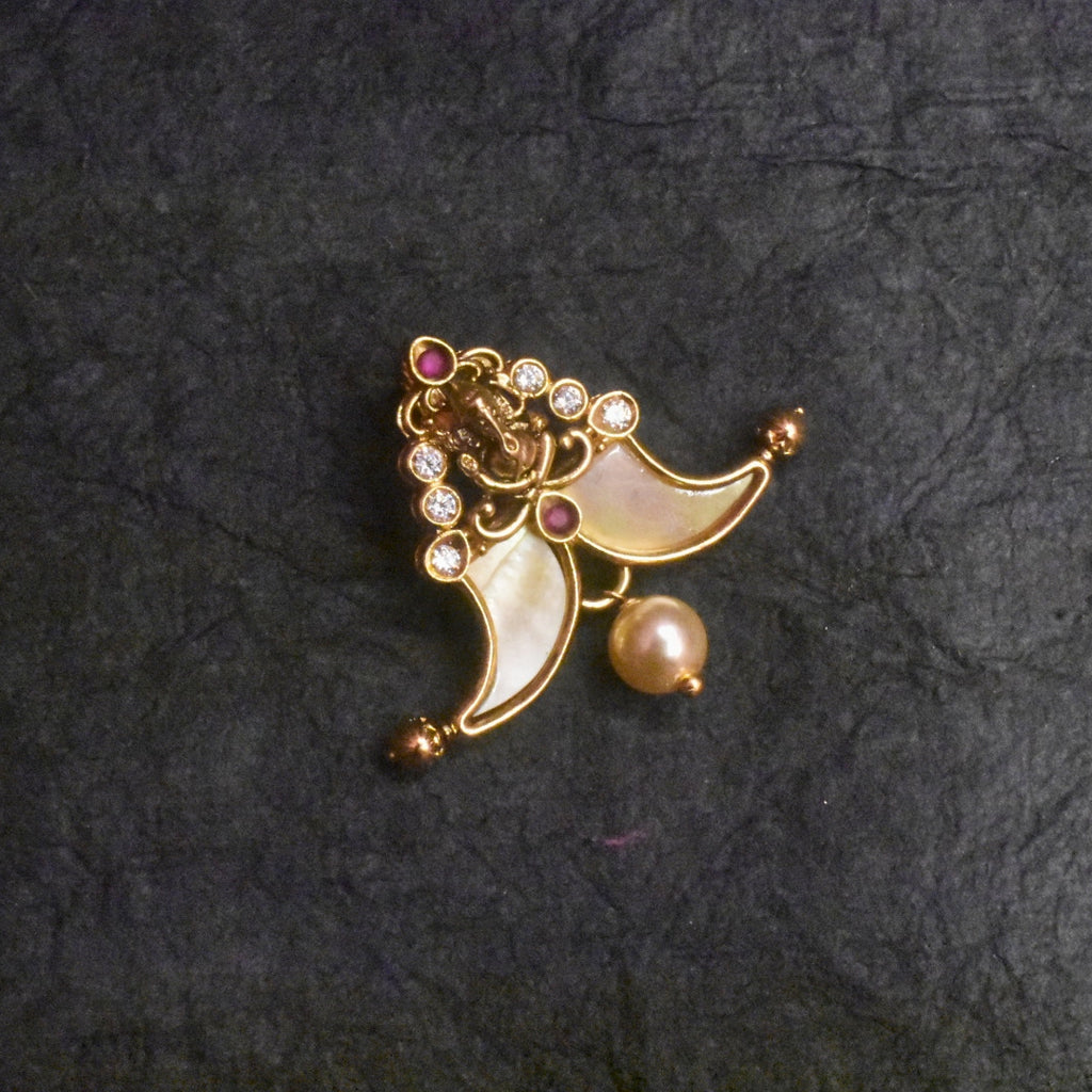 24K Gold Plated Puligoru Locket for Kids - Traditional Tiger Nail Pendant with Lord Ganesha