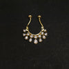 925 Sterling Silver Septum Nose Pin with Round CZ Chandelier - 24K Gold Plated