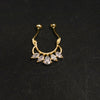 925 Sterling Silver Septum Nose Pin with Marquise CZ Stones - 24K Gold Plated