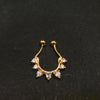 925 Sterling Silver Septum Nose Pin with Pear CZ Stones - 24K Gold Plated